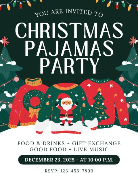 Christmas Pajamas Party Invitation Messages