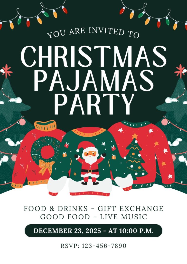 Christmas Pajamas Party Invitation Messages