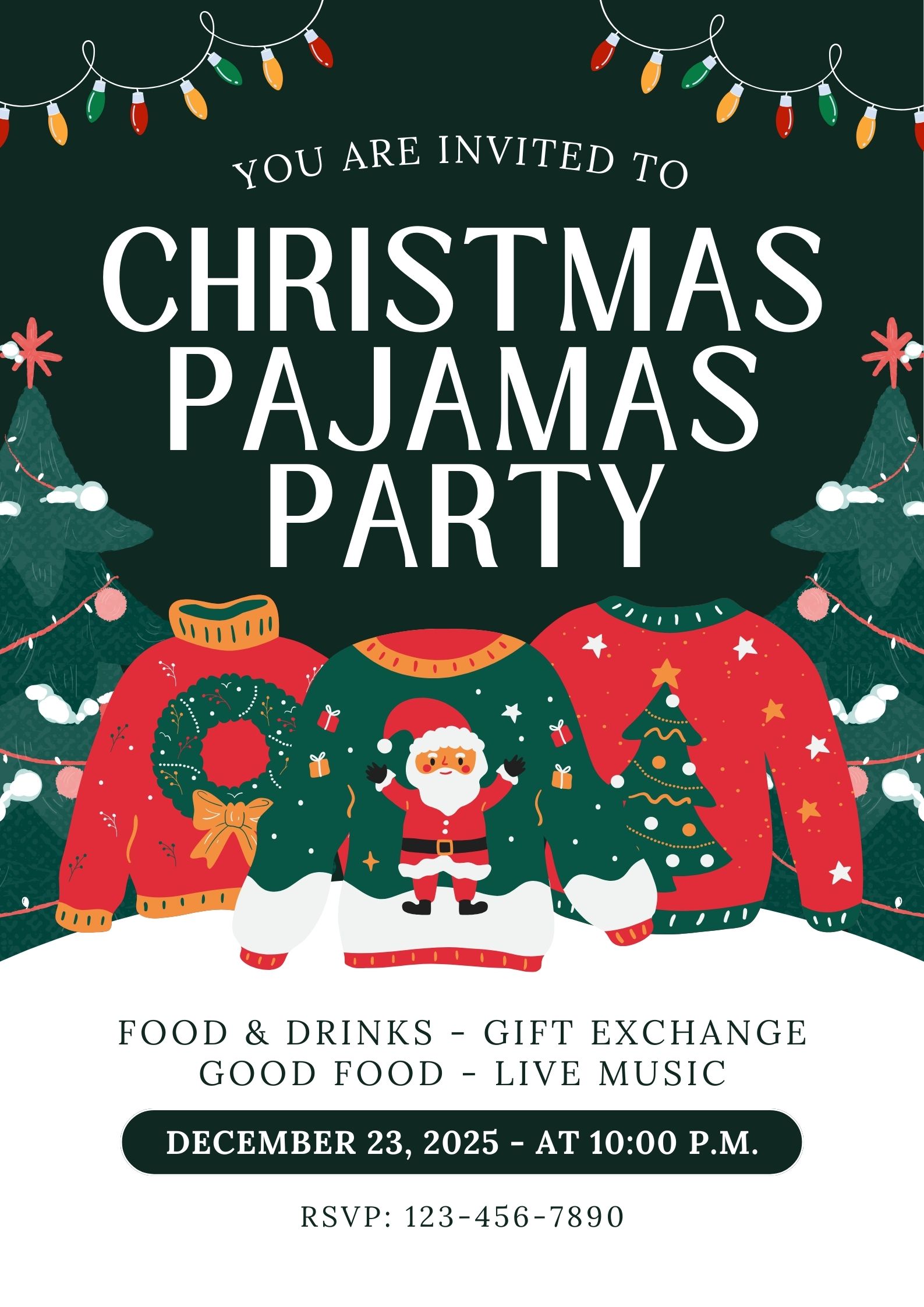 Christmas Pajamas Party Invitation Messages