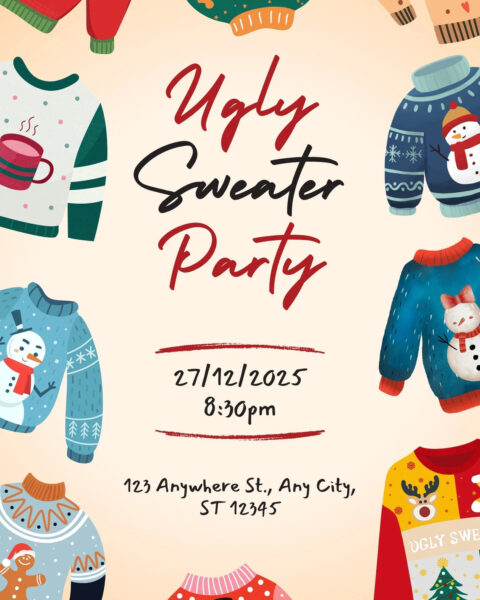 Ugly Christmas Sweater Party Invitations