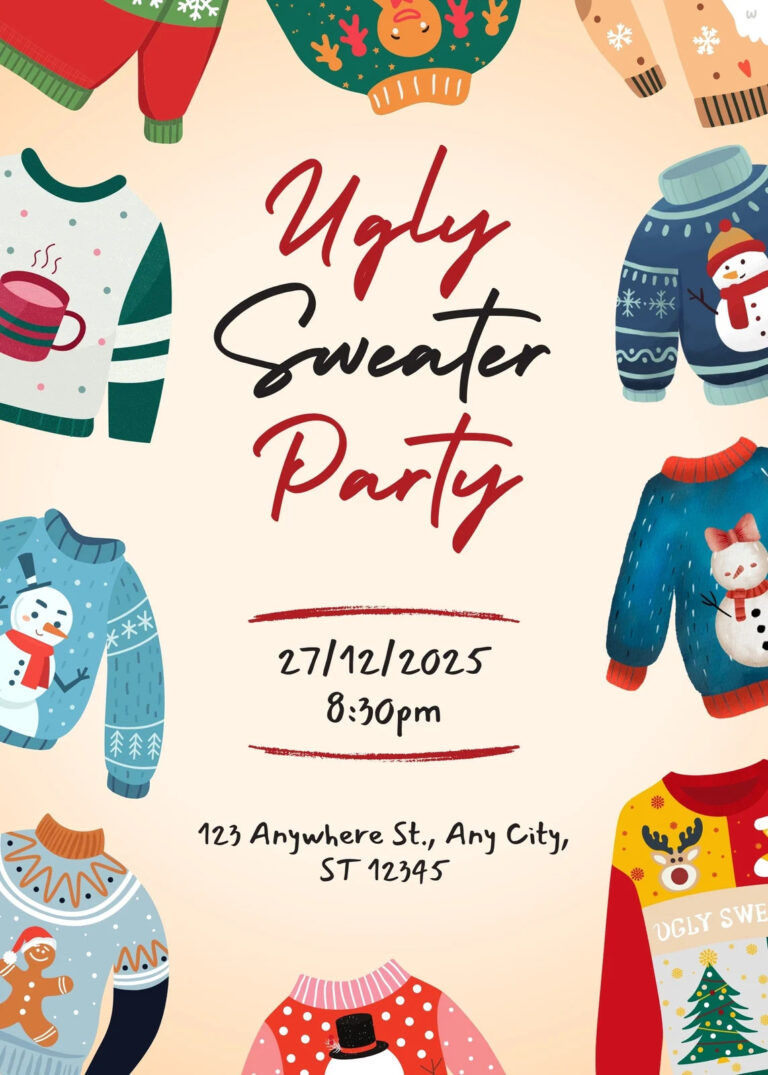 Ugly Christmas Sweater Party Invitations